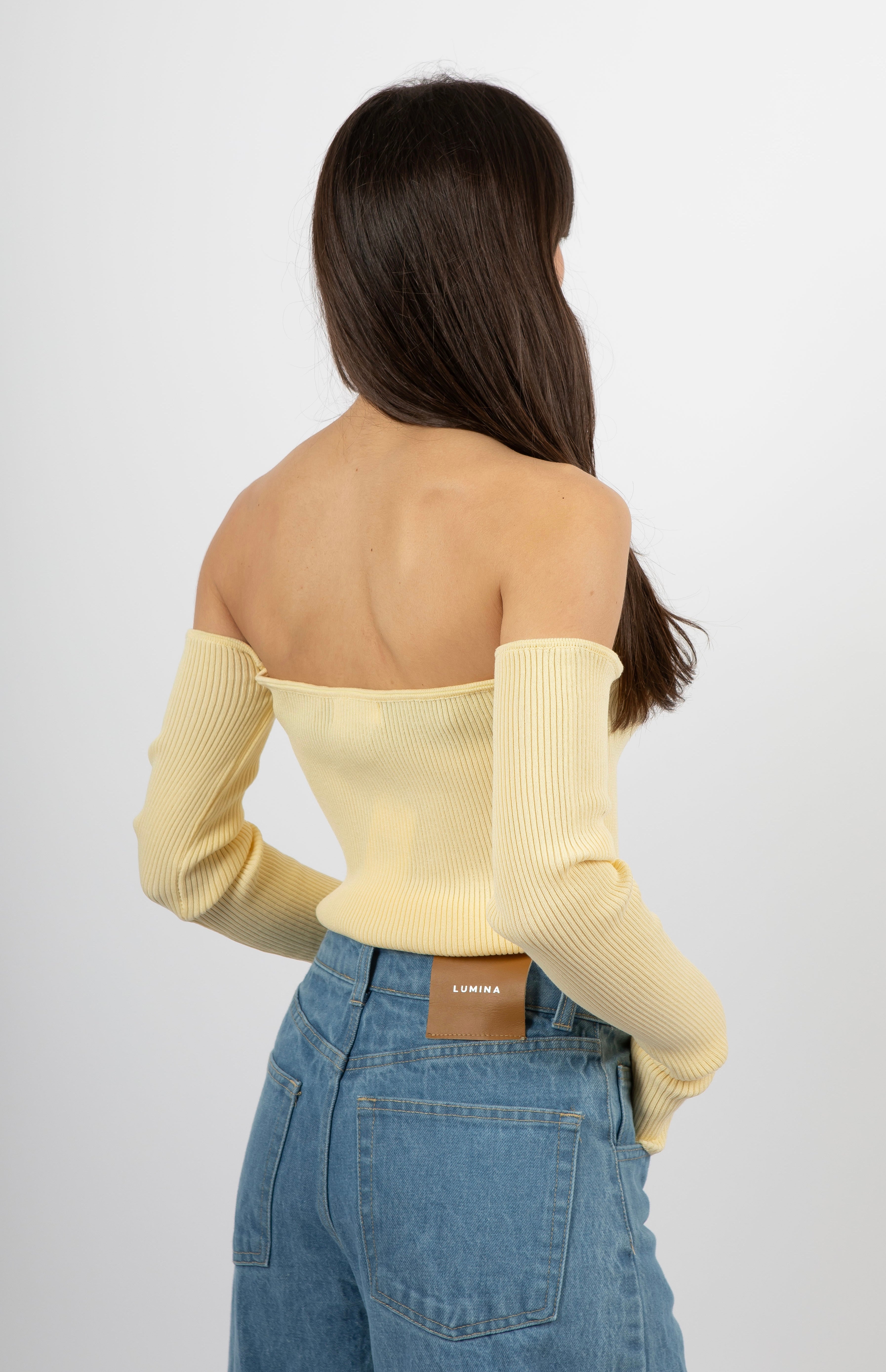 Maglia a costine gialla