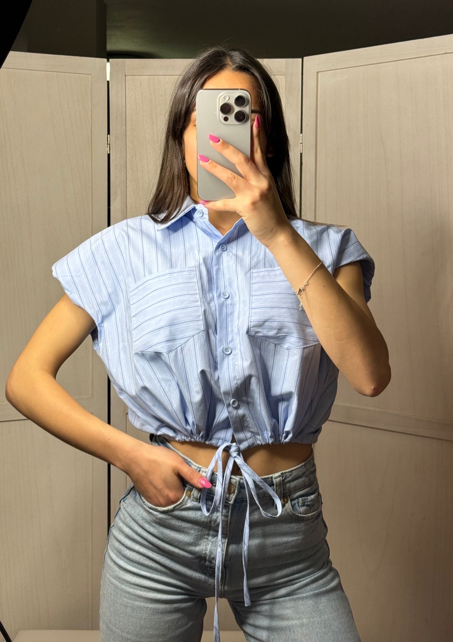 camicia crop a righe