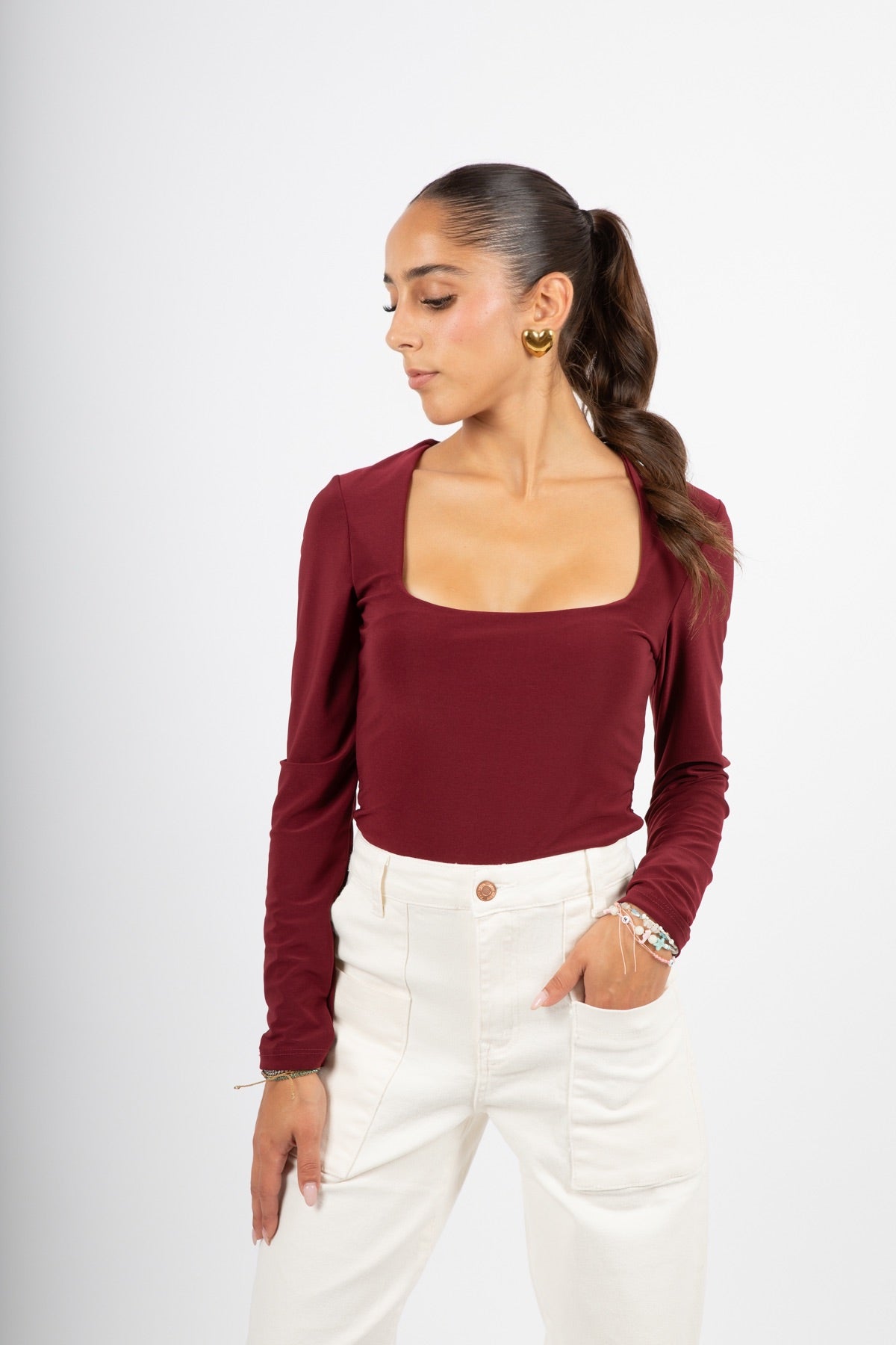Top crop scollo quadrato