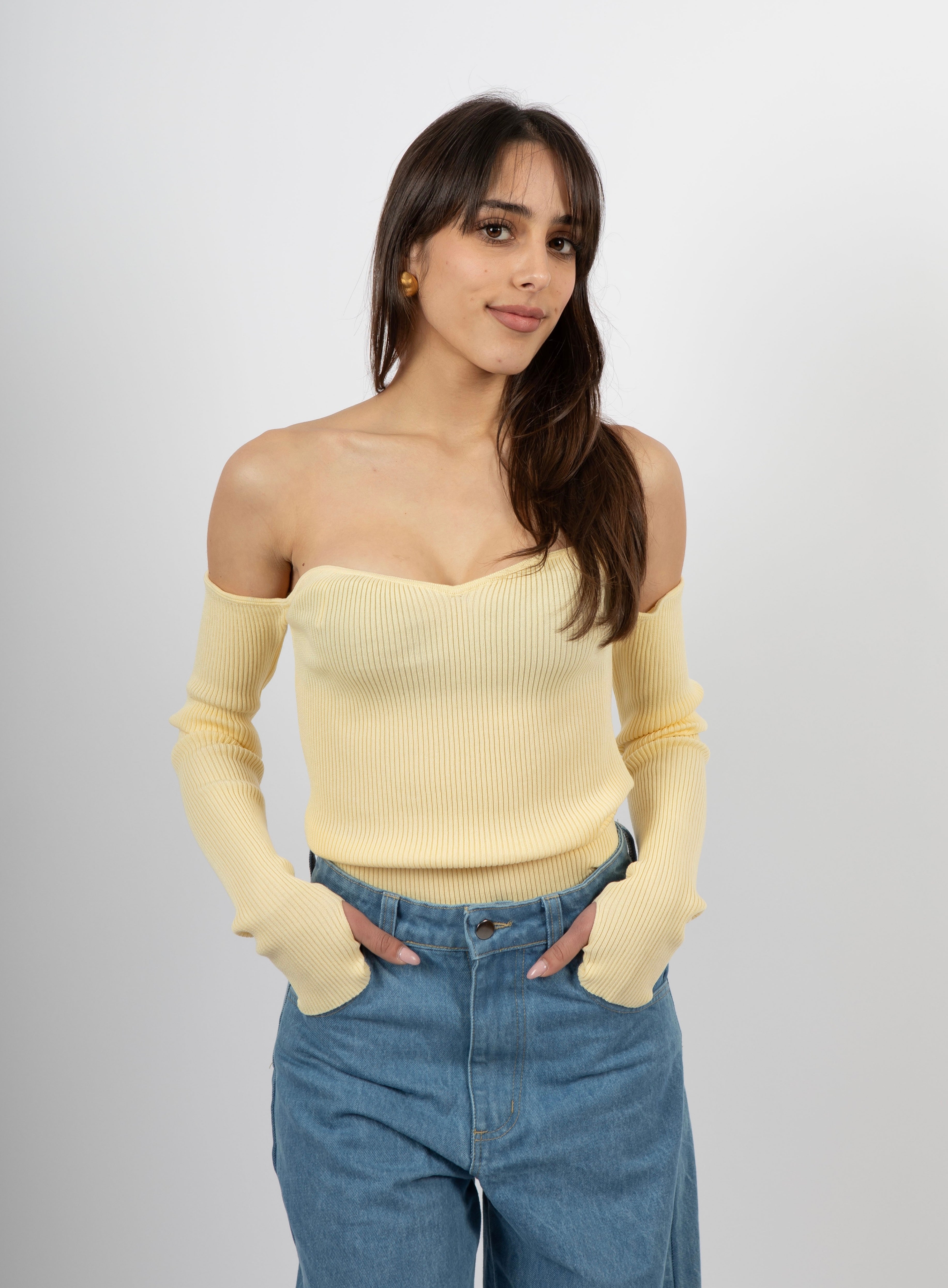 Maglia a costine gialla