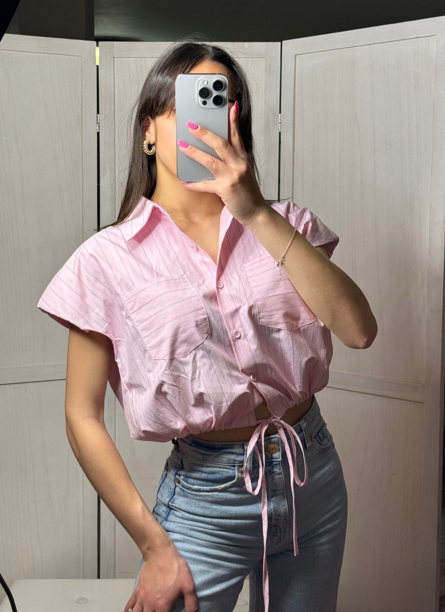 camicia crop a righe