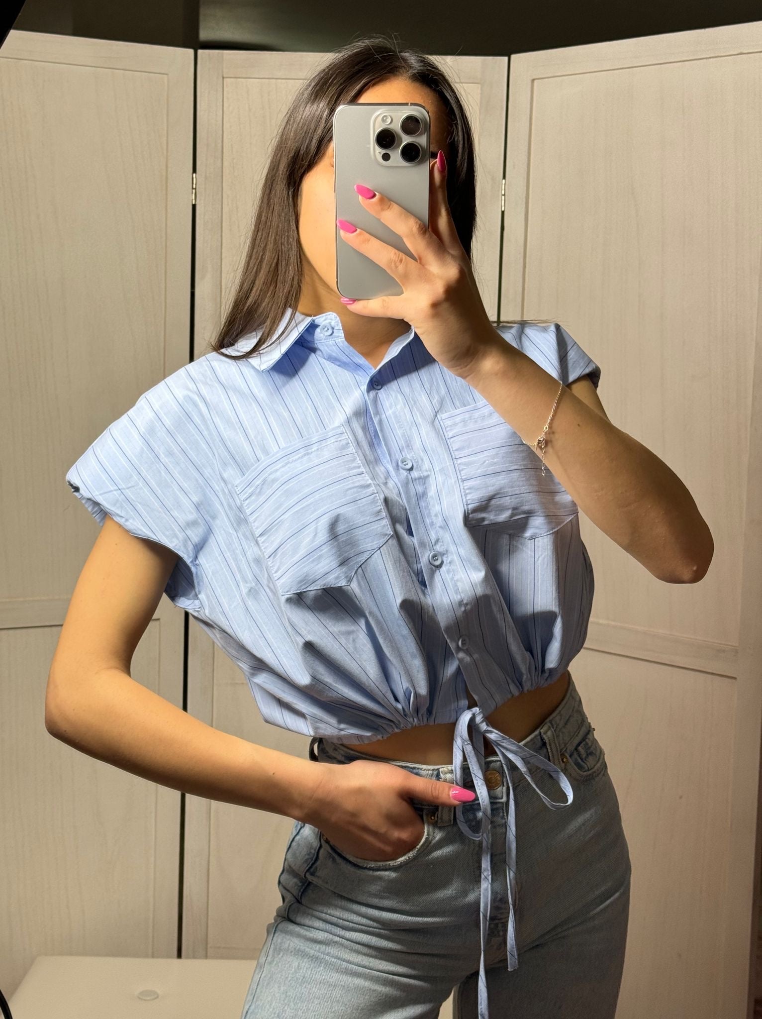 camicia crop a righe