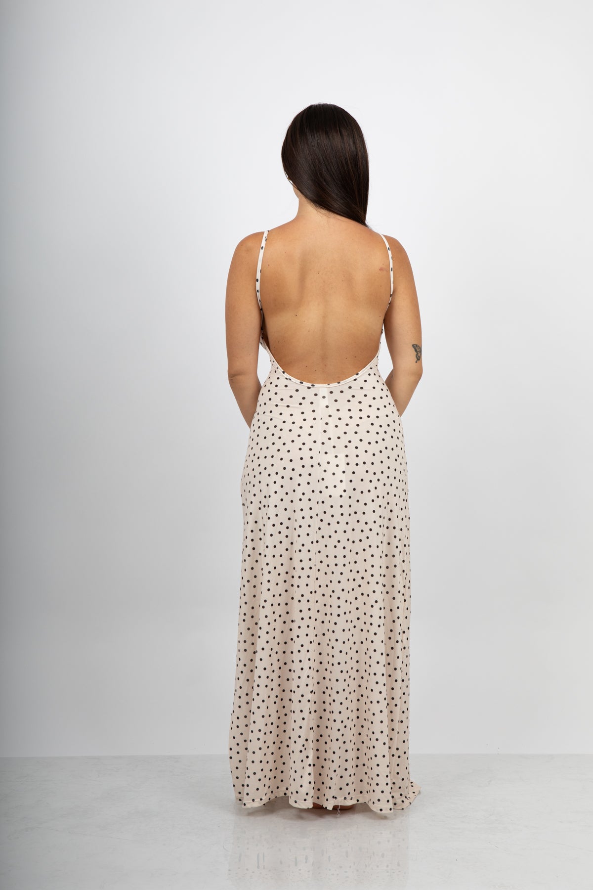 Abito Lungo Pois con Schiena Scoperta