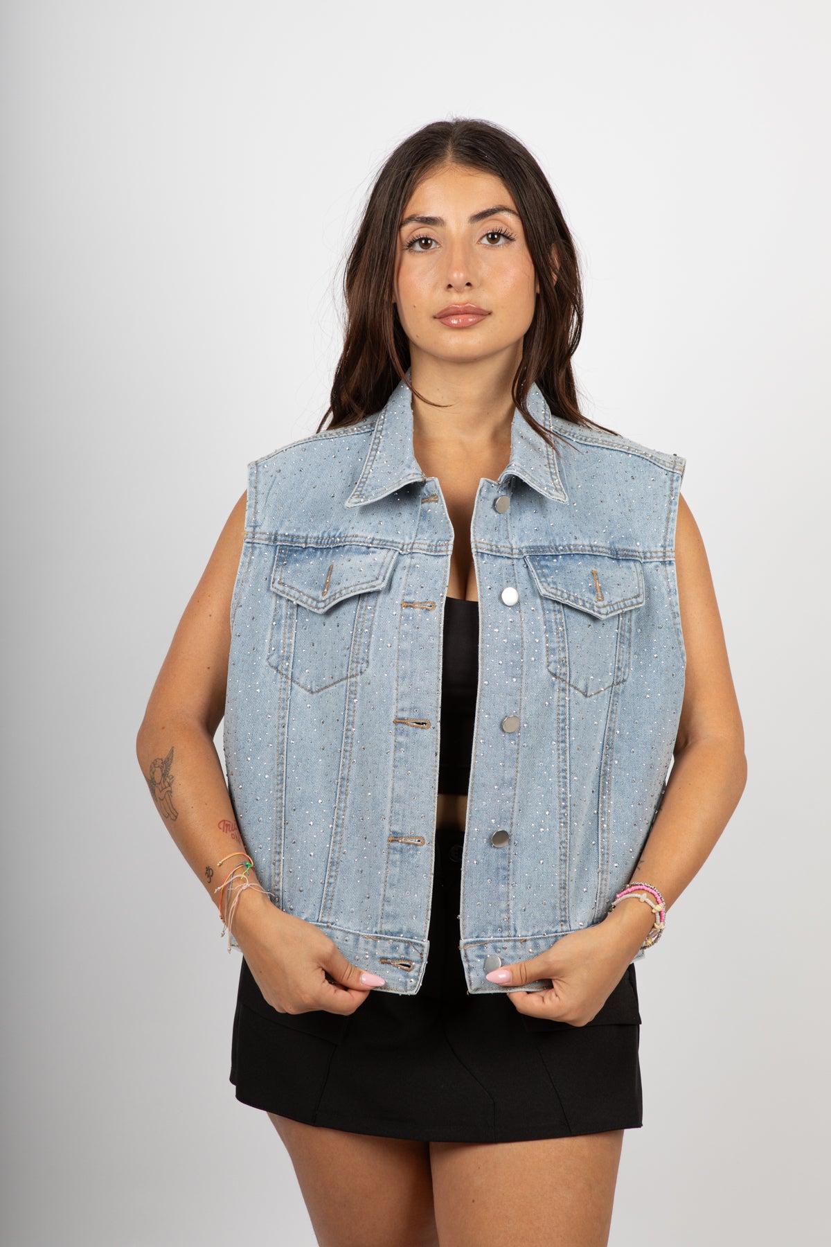Gilet Denim Strass