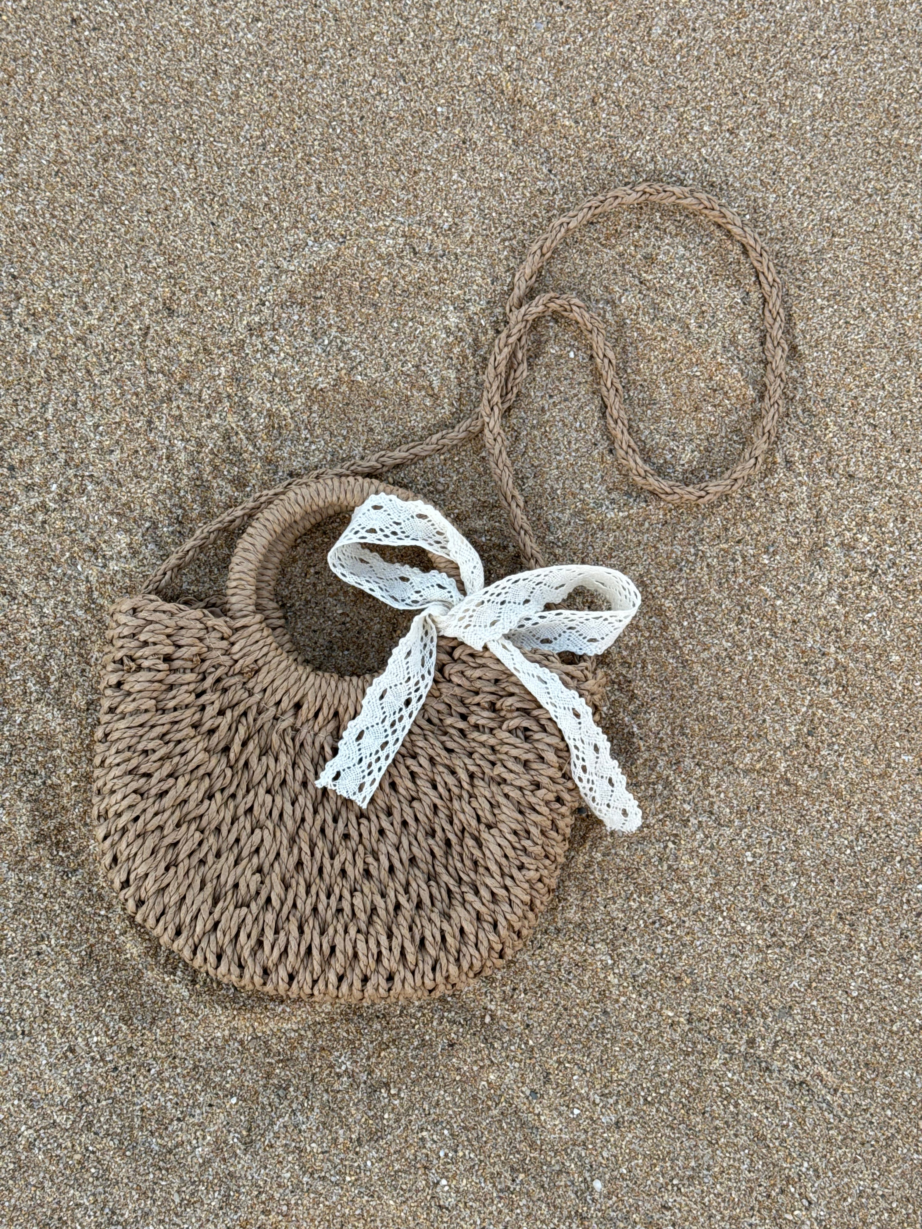 Mini Borsa Intrecciata con Fiocco in Pizzo