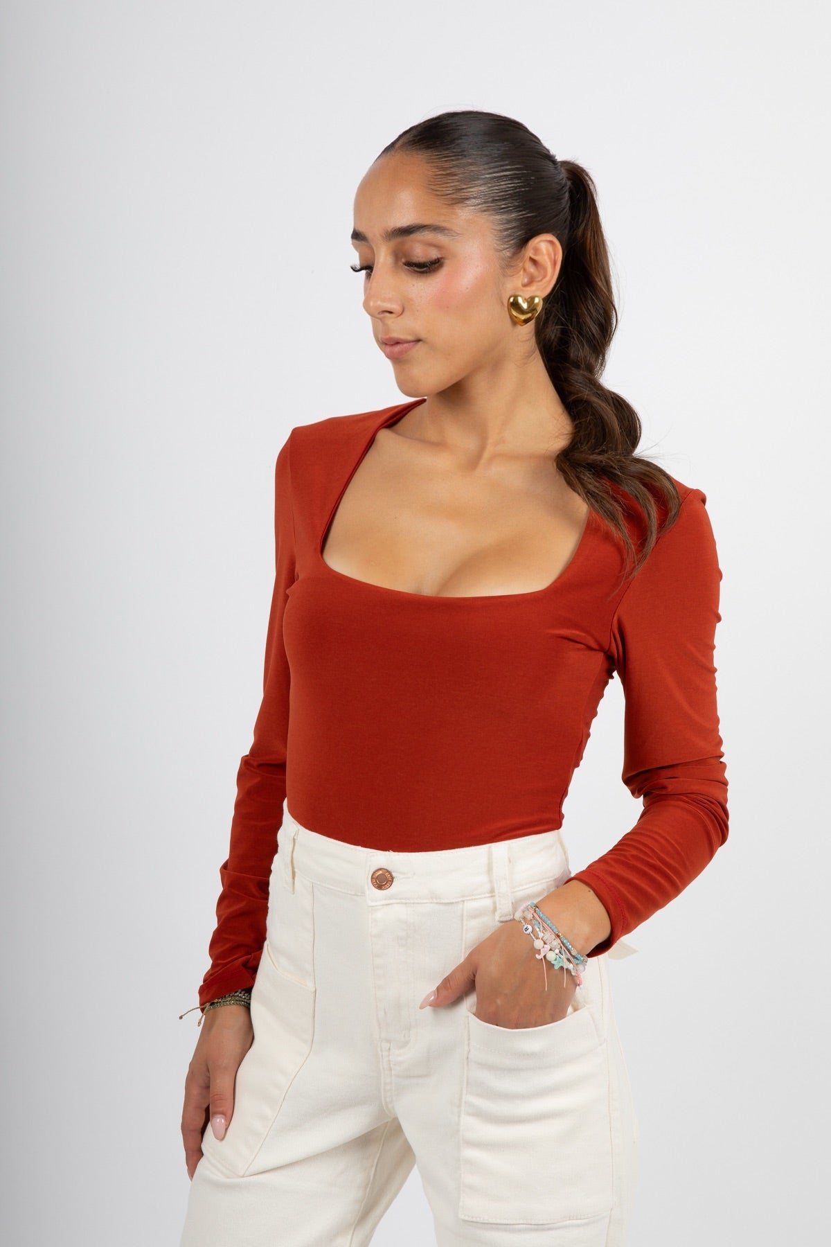 Top crop scollo quadrato