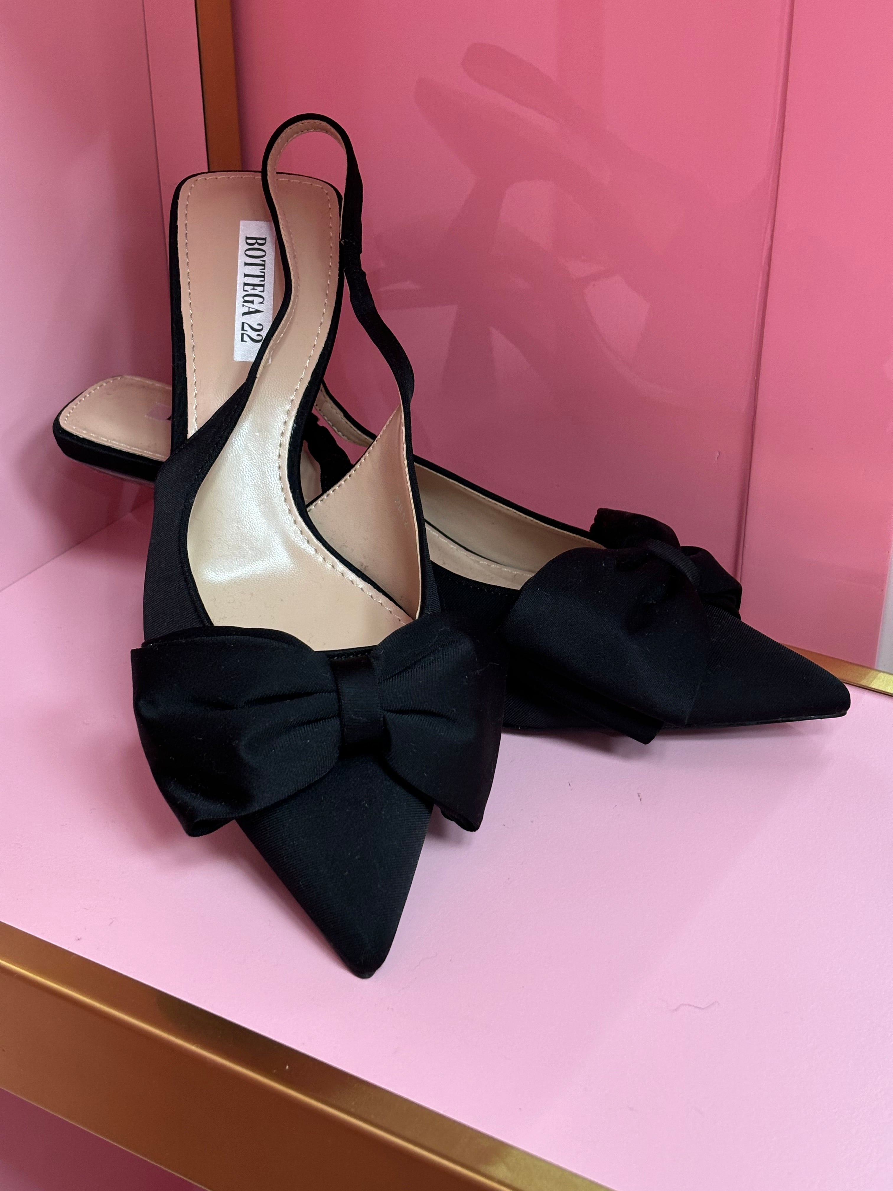 Sling Back fiocco Noir