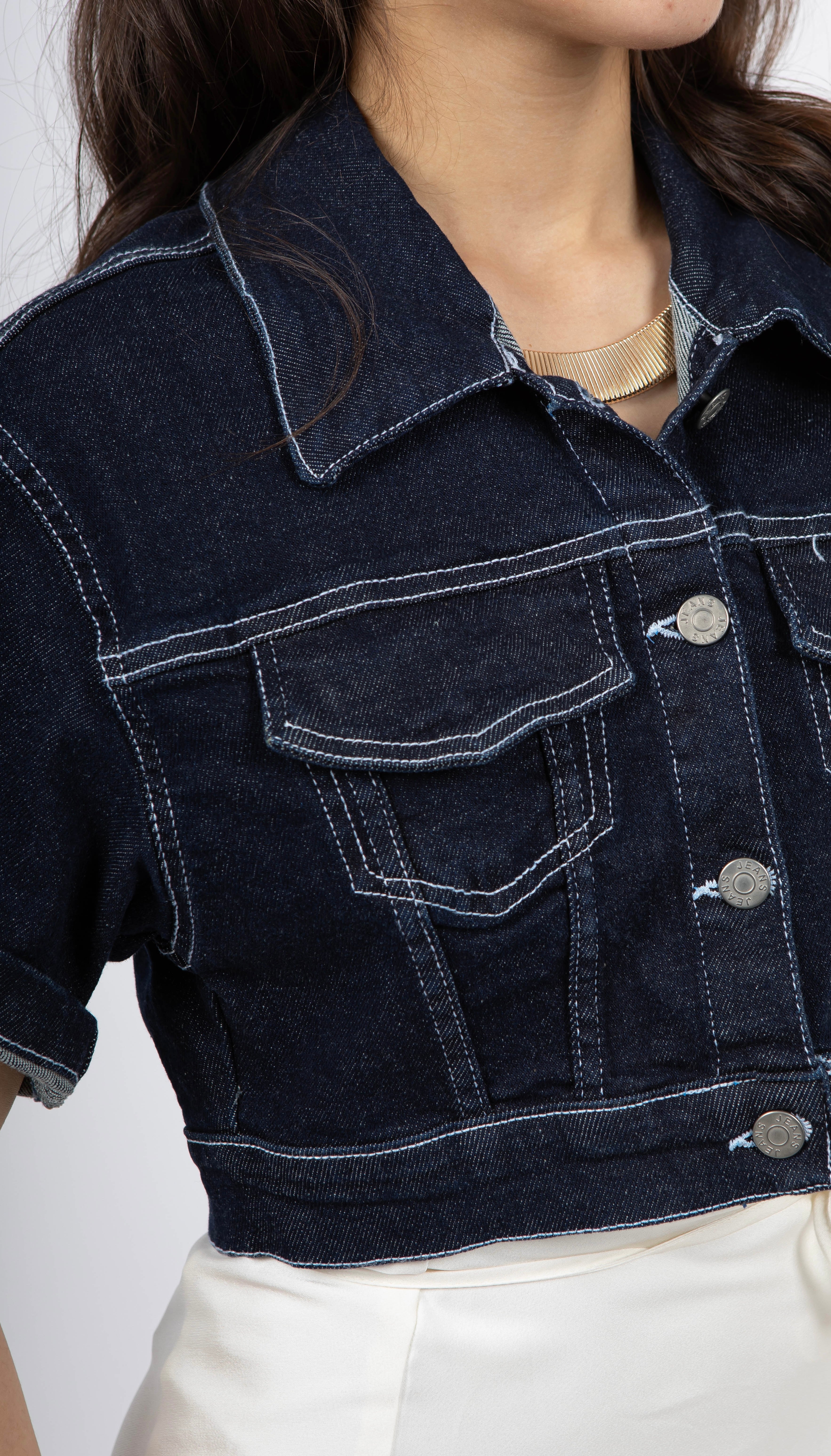 Giacca denim crop