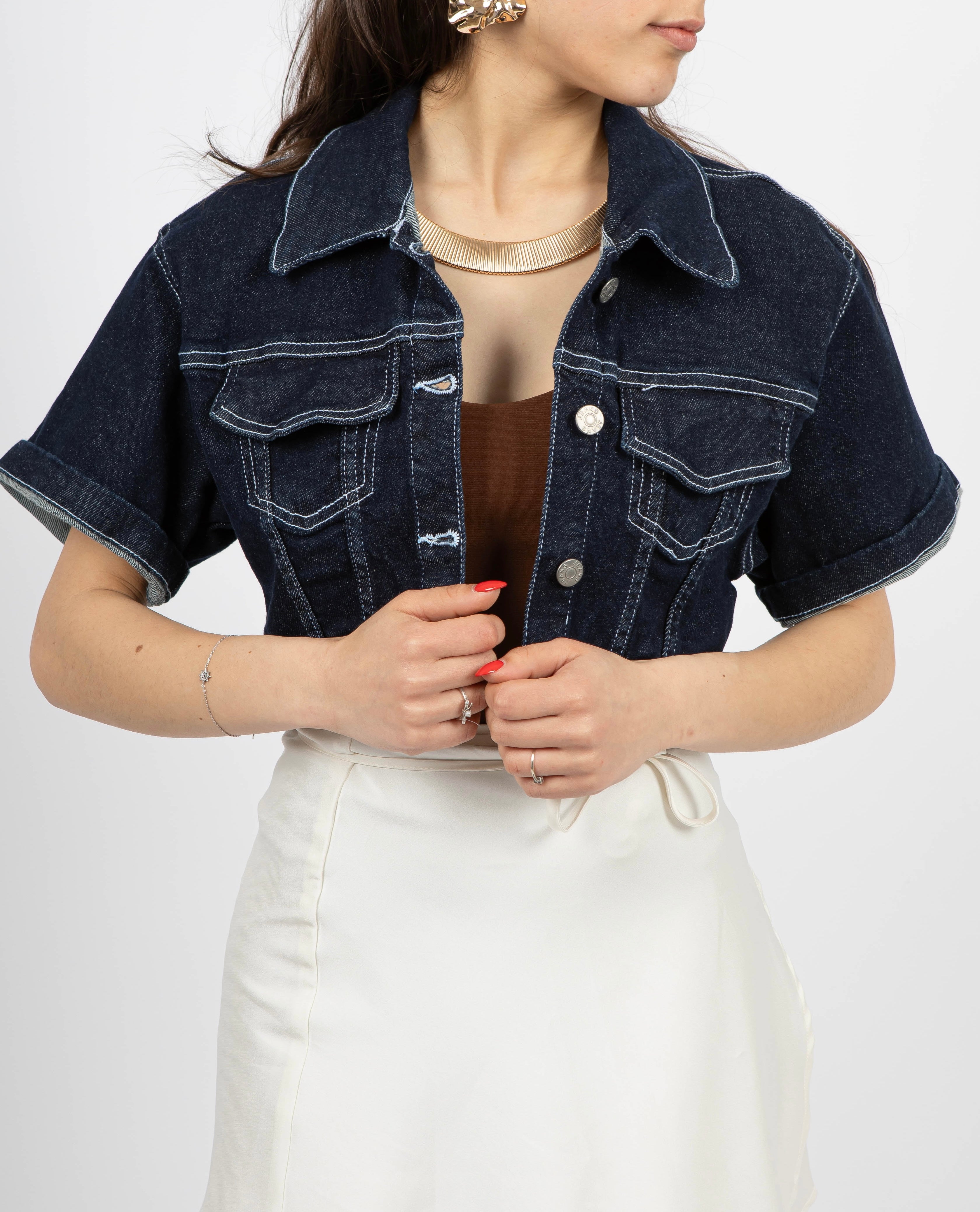 Giacca denim crop