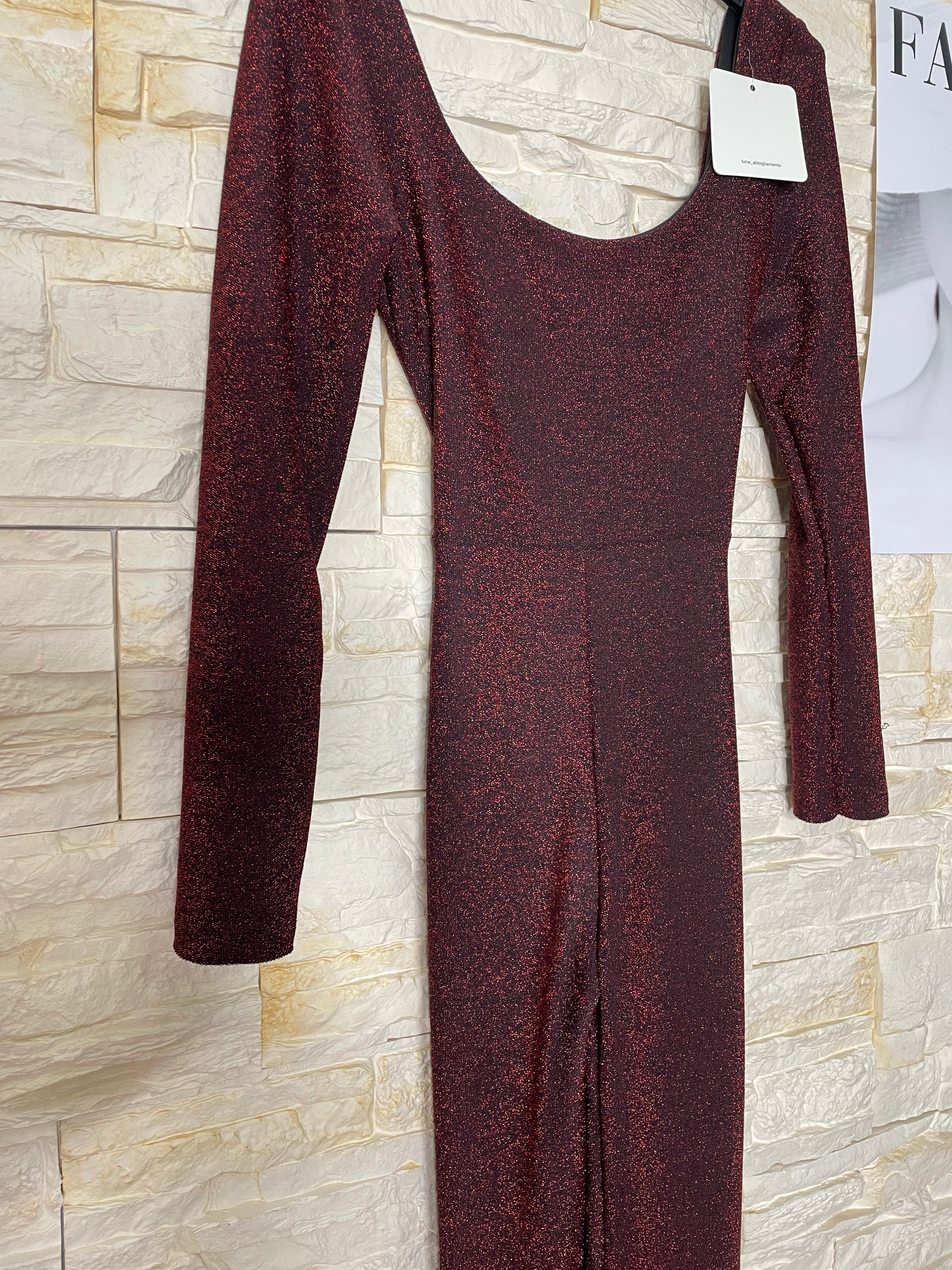 Tuta Glitter bordeaux e rossa base nera