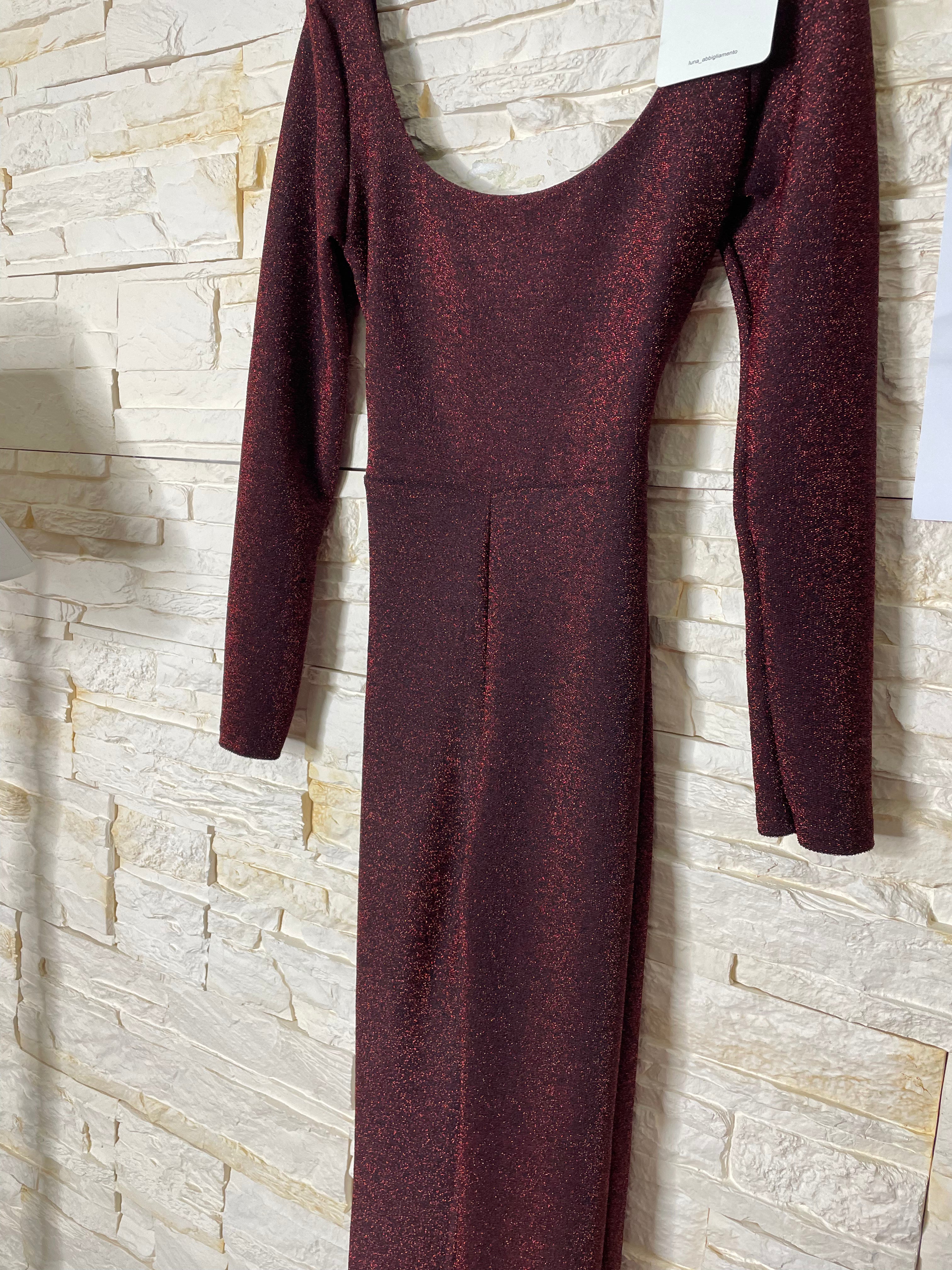 Tuta Glitter bordeaux e rossa base nera