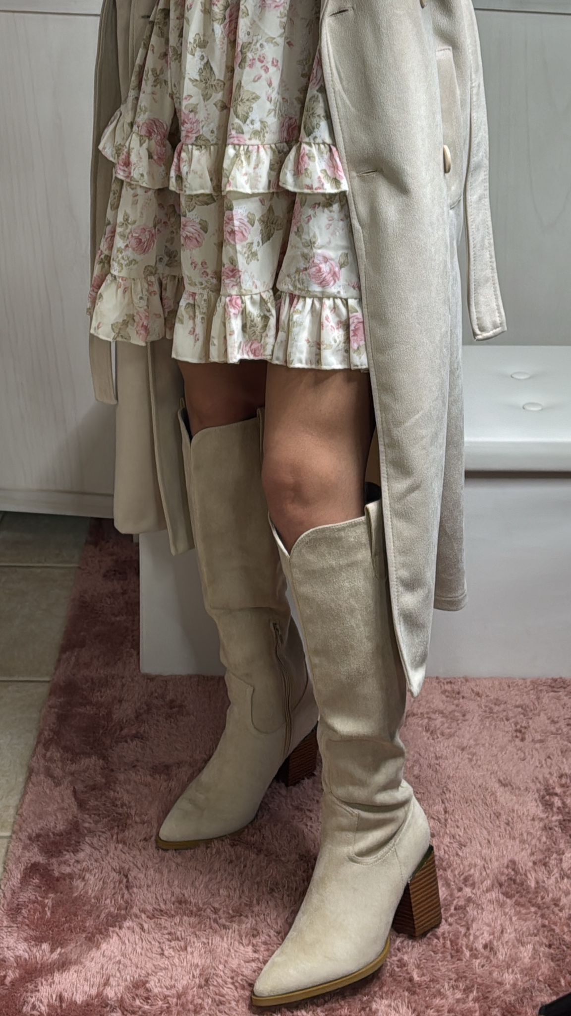 Stivale panna in camoscio