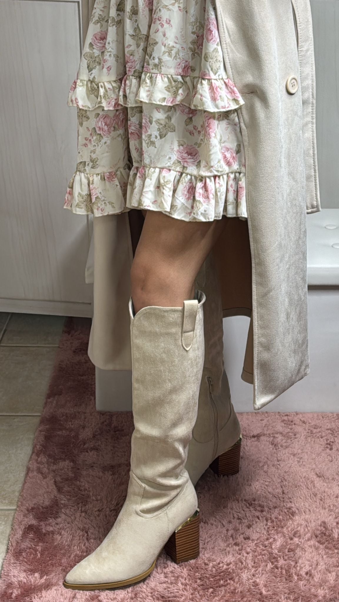 Stivale panna in camoscio