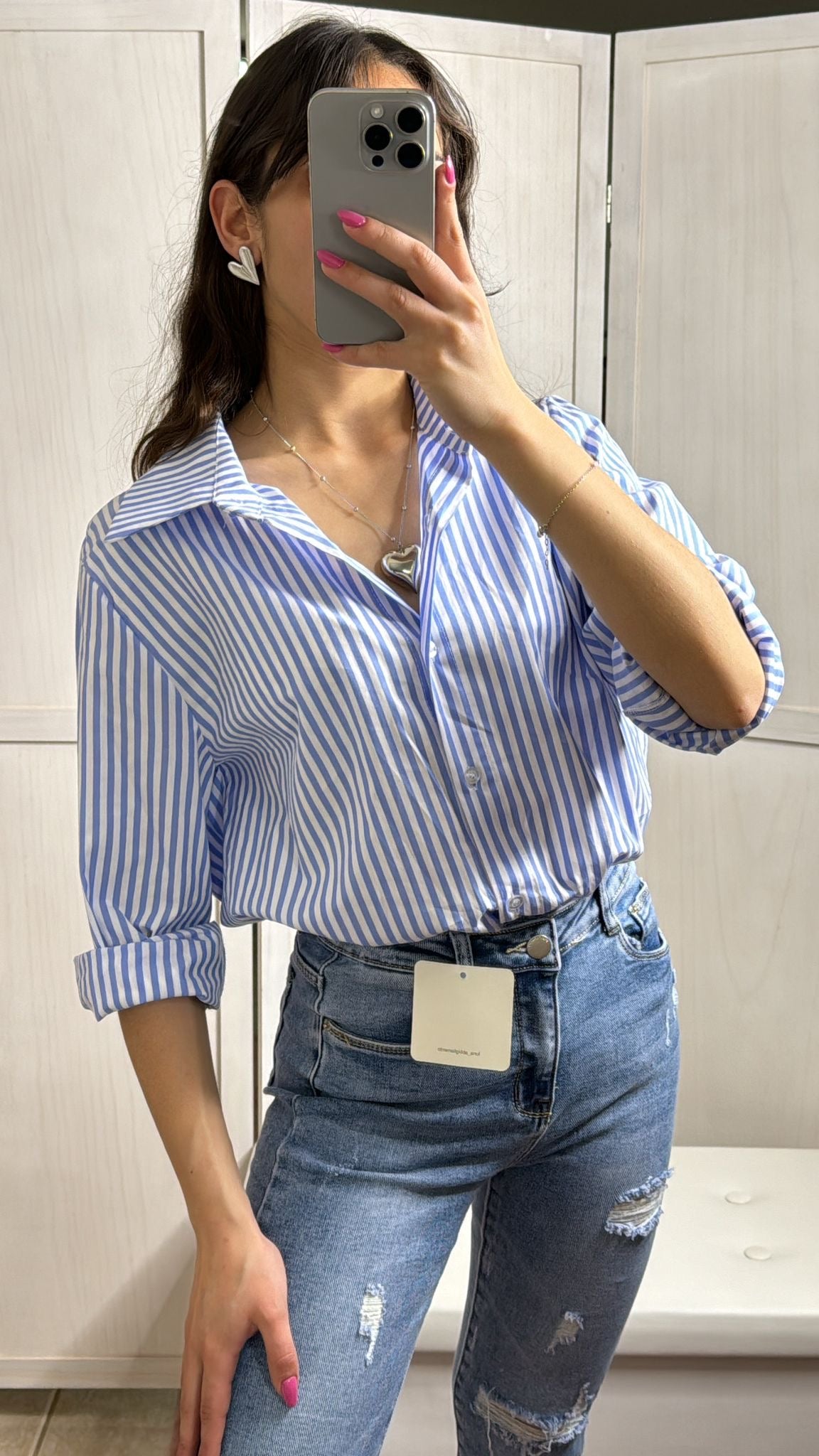Camicia a righe azzzurra