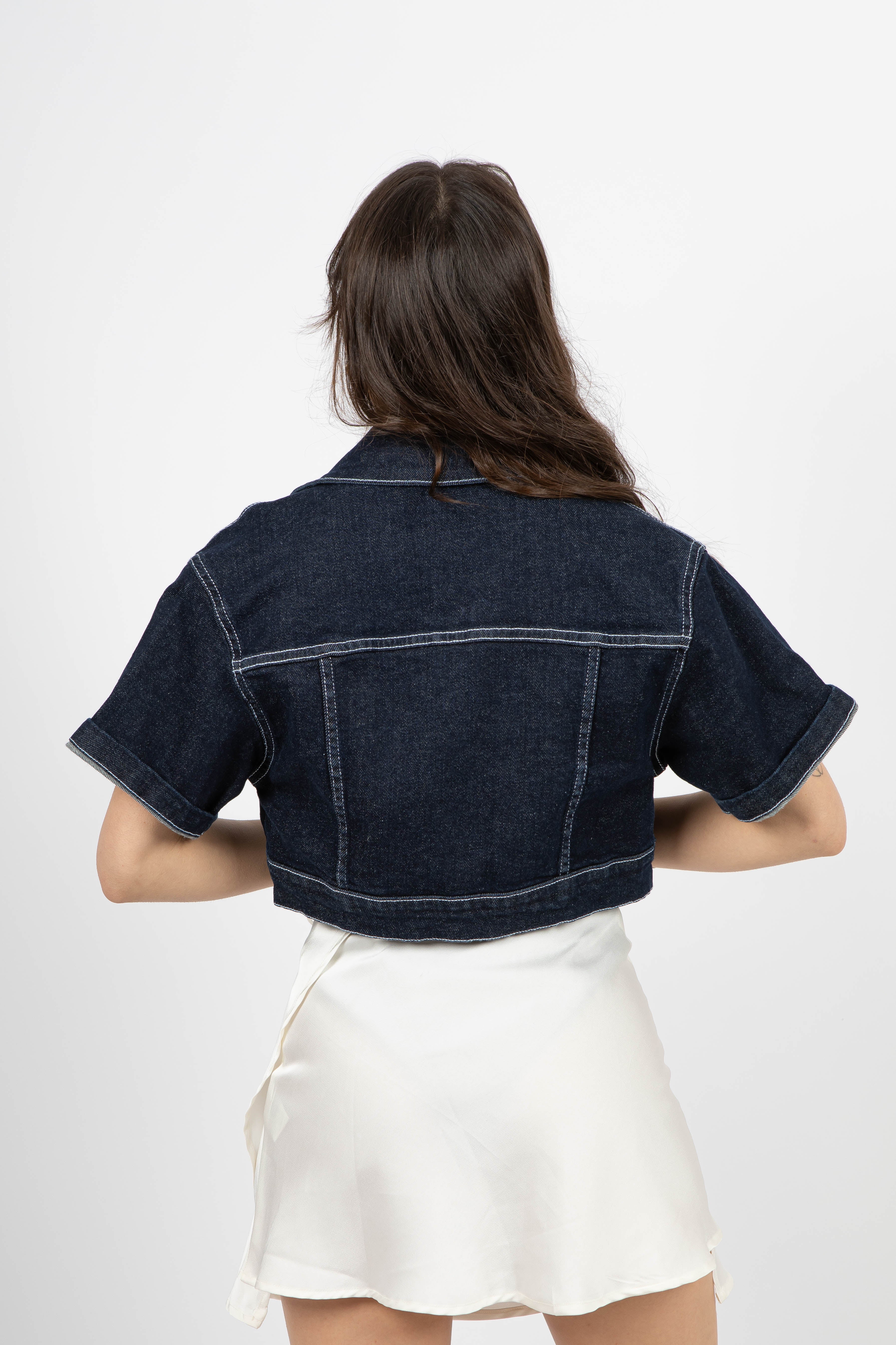 Giacca denim crop