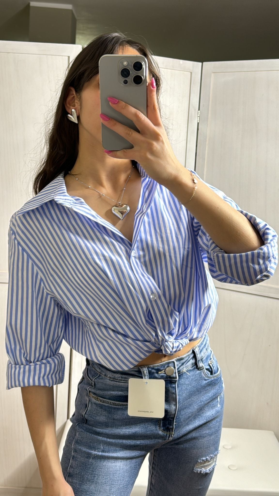 Camicia a righe azzzurra