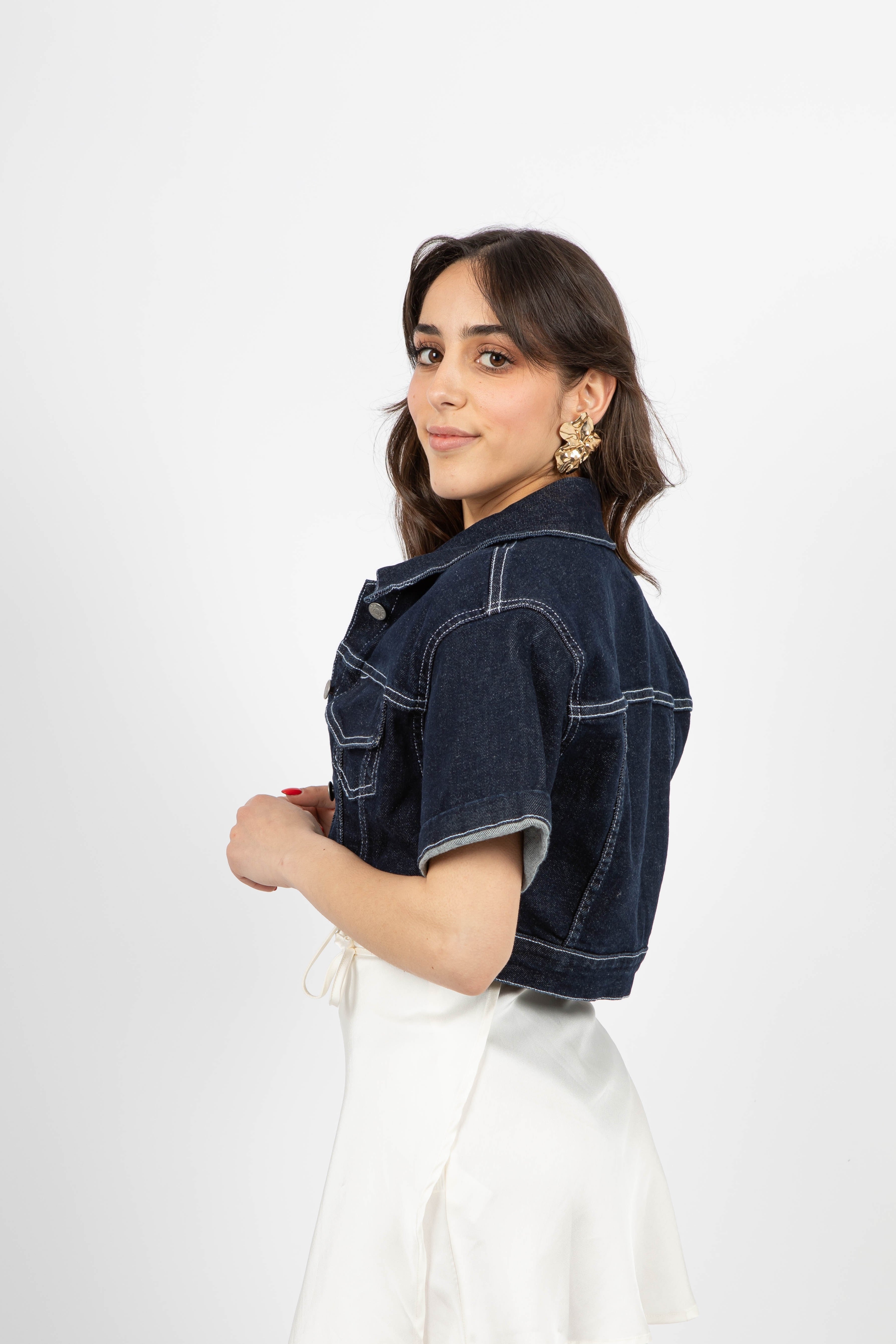 Giacca denim crop
