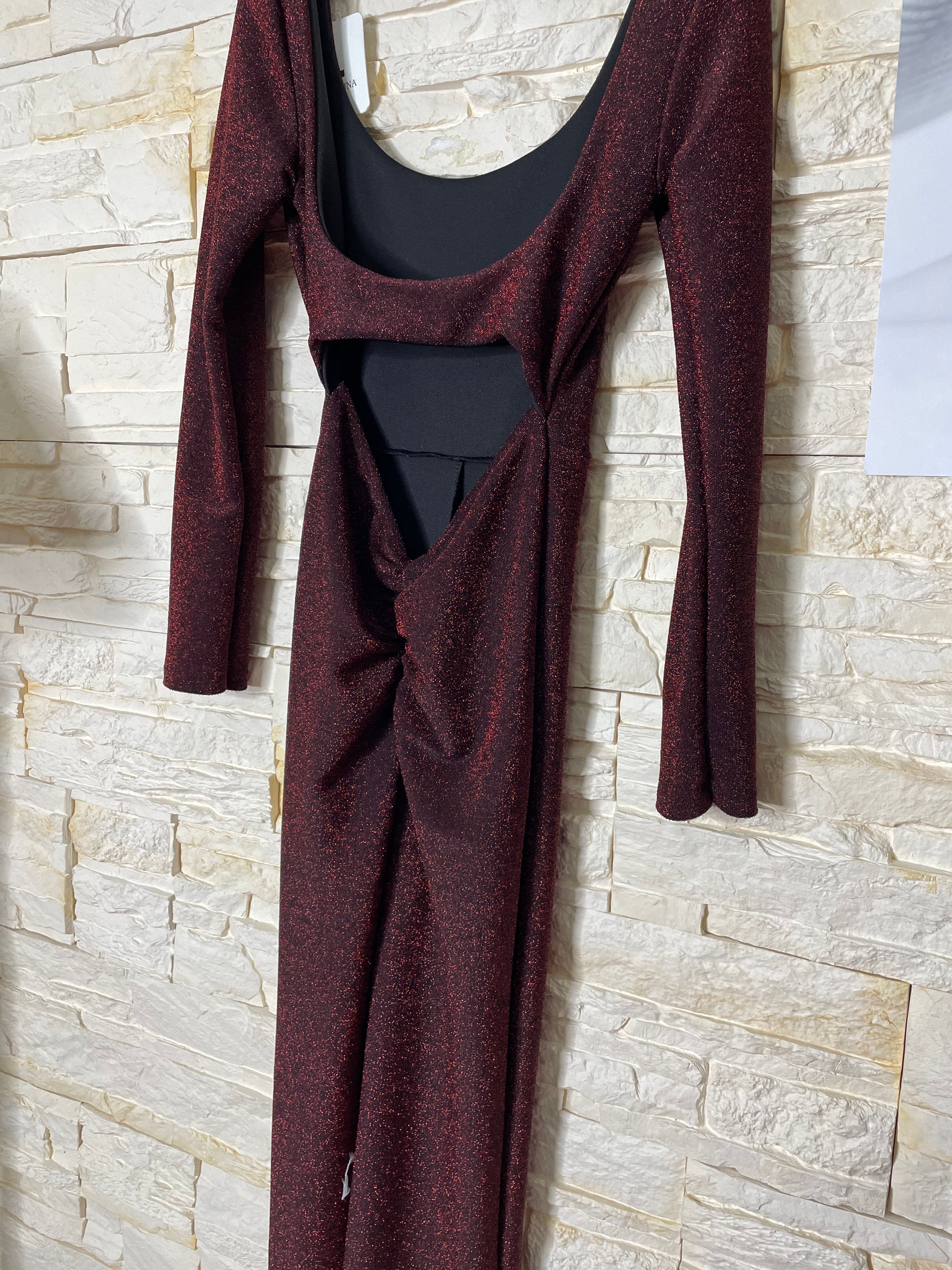 Tuta Glitter bordeaux e rossa base nera