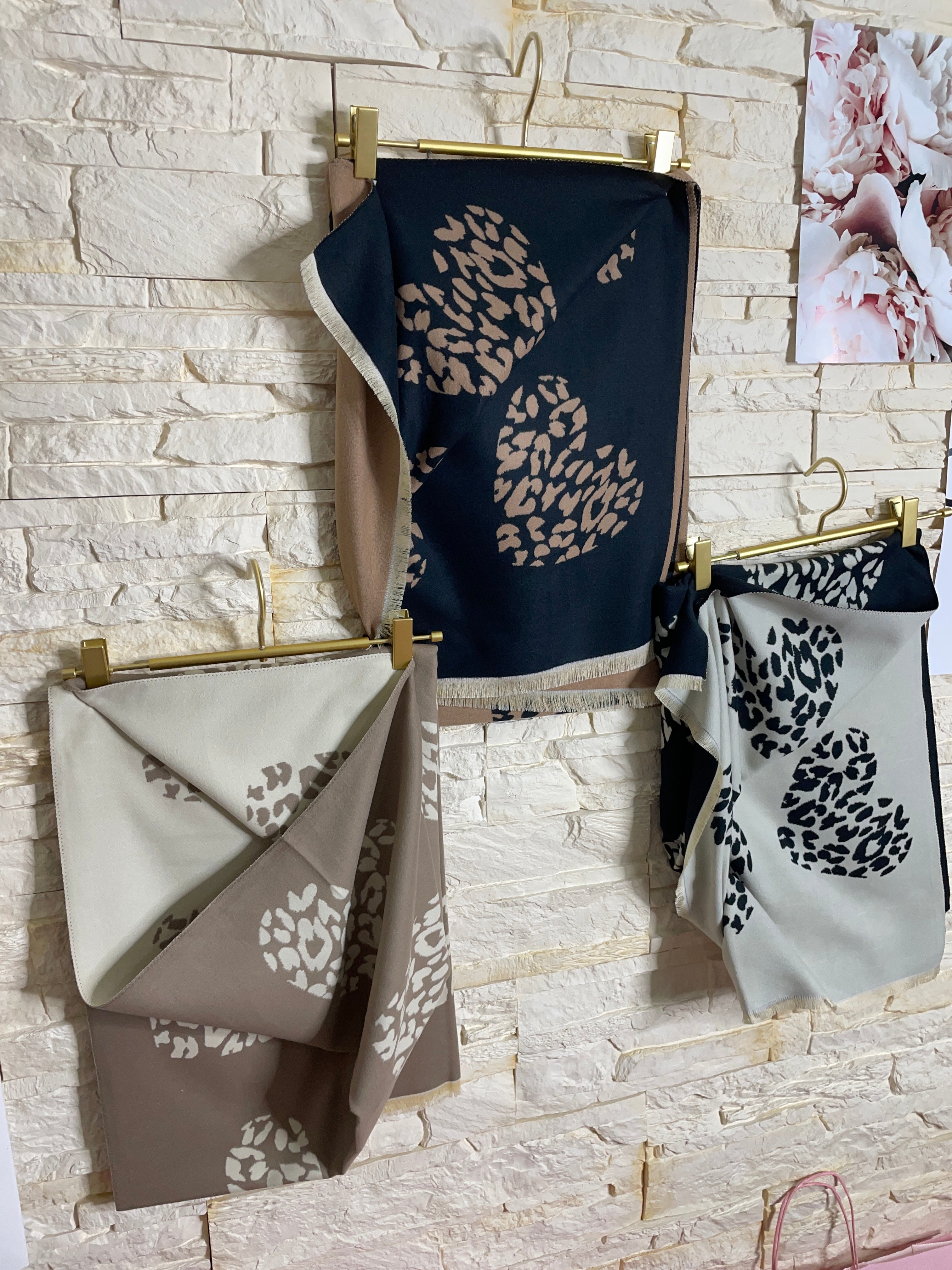 Pashmina cuori leopardati